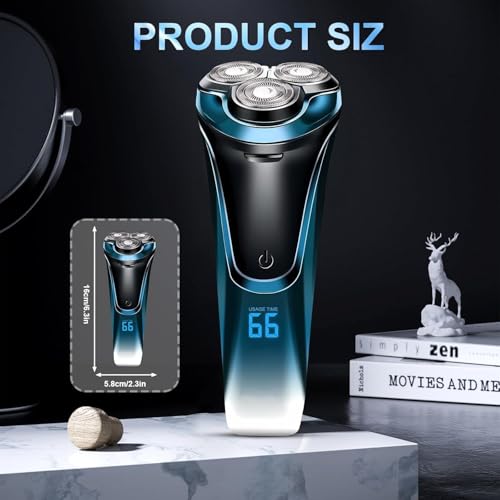 Snapbuy Electric Razor for Men,Snapbuy Razor,Electric Shavers for Men, 4D Floating Head Rotary Shaver,Ipx7 Waterproof, 2025 New Electri c Shaver with LCD Display & Quiet Motor,Fast Charging(Blue)
