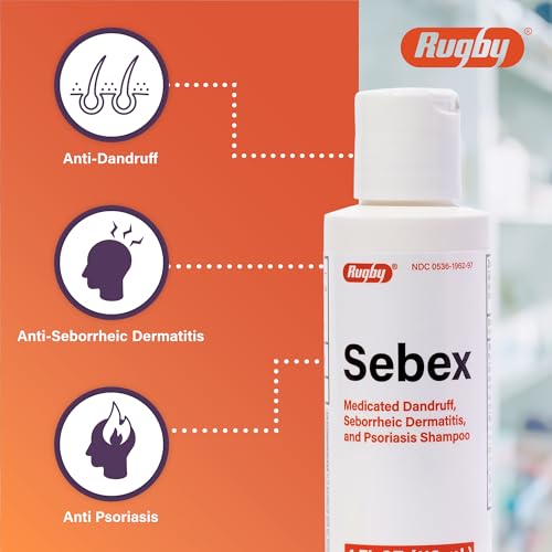 Rugby Sebex Medicated Dandruff Shampoo for Women and Men - 2% Sulfur and 2% Salicylic Acid Anti-Dandruff Shampoo - Helps With Symptoms of Seborrheic Dermatitis and Psoriasis - 4 Oz. (10 Pack)