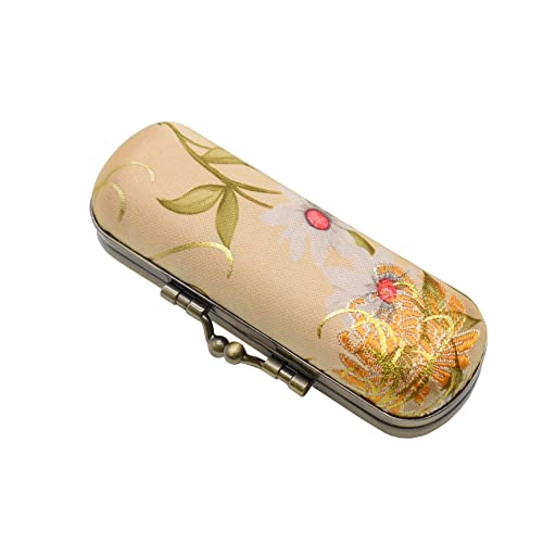 Floral Lipstick Case with Mirror - Yellow