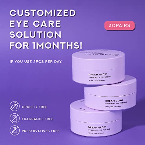 misoli Dream Glow Under Eye Patches | Anti-Aging Eye Treatment Gel Masks With Vegan Collagen & Bakuchiol | Under Eye Masks For Dark Circles and Puffiness, Under Eye Bags, Wrinkle Care, Men and Women