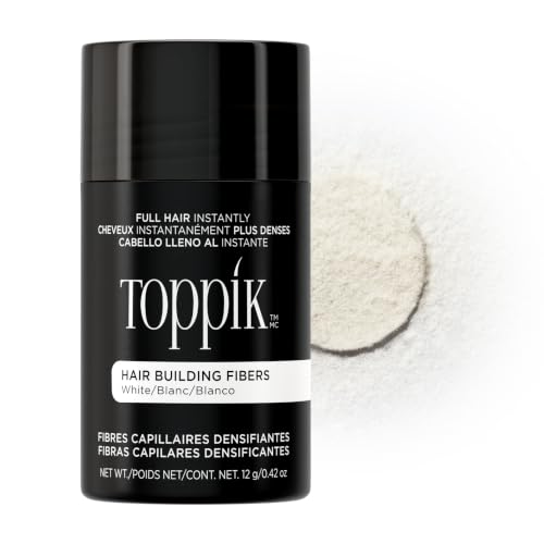Toppik Hair Building Fibers White 0.42oz - Thinning Hair Concealer, Pack of 1