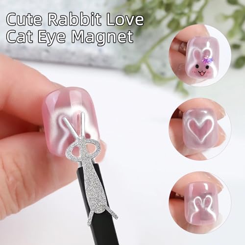 WOKOTO KIT1 Heart & Rabbit Magnet for Nails - 2 PCS Cat Eye Magnetic Nail Art