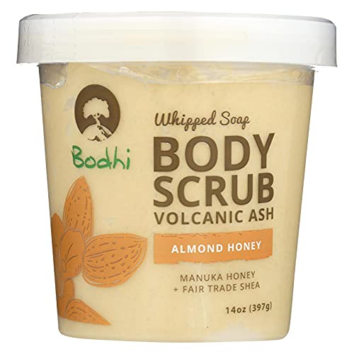 Bodhi Handmade Soap Almond Honey Volcanic Ash Whipped Soap Body Scrub, 14 Oz