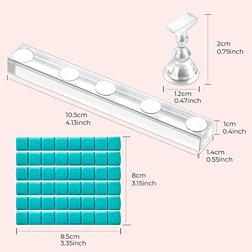 Makartt Acrylic Nail Stand Nail Practice Stand Magnetic Nail Tips Practice Bundle with Makartt 500Pcs Soft Gel Full Cover Nail Tips, Medium Coffin Clear Fake Nail Tips