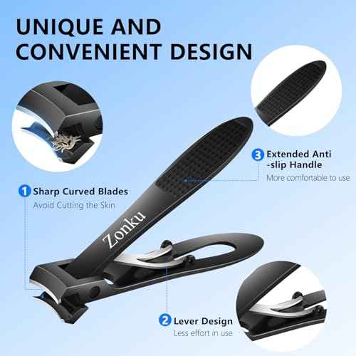 Toenail Clippers for Seniors Thick Nails,Ultra Wide Jaw Angled Head for Large Toe Nail Clippers for Men Women, Heavy Duty Stainless Steel with Long Handle Cutter,Nail File(Black)