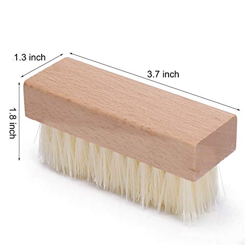 4 Pack Wooden Nail Brush Set - Non-Slip Fingernail Scrub Brushes