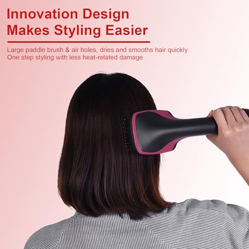Blow Dryer Brush 3-in-1 Hot Air Paddle Straightener