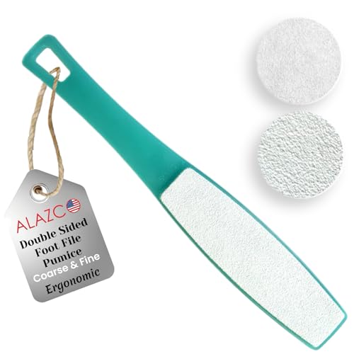 Blue Double Sided Foot File Pumice Scrubber for Callus & Heel Exfoliation - Ergonomic Handle