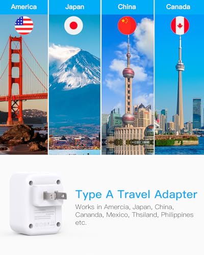 US to Japan Plug Adapter, Japan Power Adapter with 2 Outlets 3 USB Ports(2 USB C), Travel Plug Adapter for Amercian USA to Japanese China Canada Mexico Philippines Peru, 2 Pack