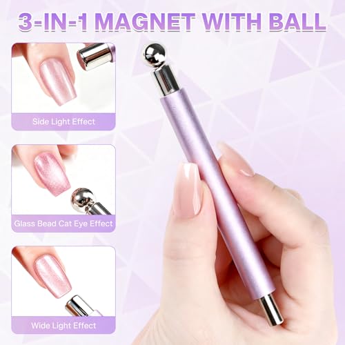 Cat Eye Nail Magnet Set with Storage Case - 8PCS Nail Art Tools for Gel Polish