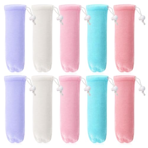 10PCS Mesh Soap Bags with Drawstring for Bar Soap