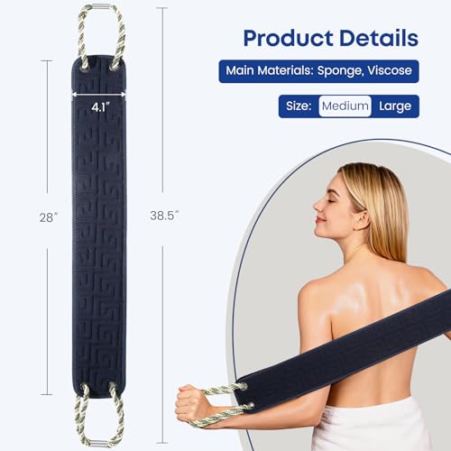 38 Inch Exfoliating Back Scrubber for Shower with Dual Handles