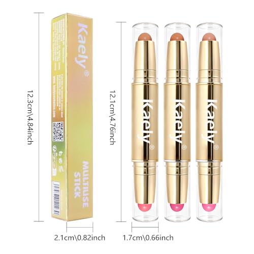 Kaely Contour Blush Stick Trio - Cream Bronzer Makeup Set