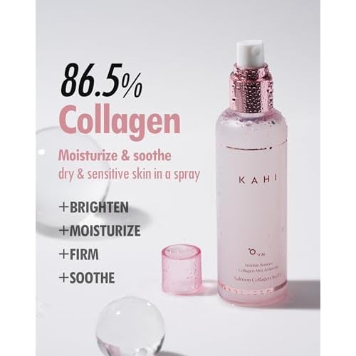 KAHI Fine Line Bounce Collagen Serum Facial Mist Ampoule Korean Skin Care | Hydrating Face Mist Daily Face Serum | Facial Mist Spray Hydration Daily Moisturizer for Face 4.06 fl oz