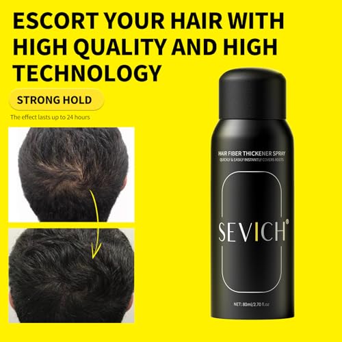 Sevich Hair Fiber Spray - Instant Hair Thickening Powder, 80ml Black
