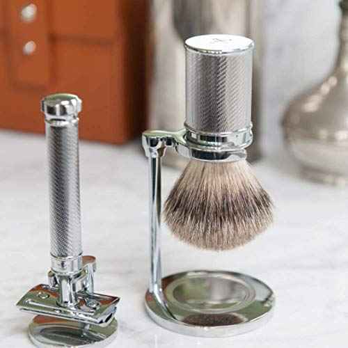 M?HLE Traditional Silvertip Badger Shaving Brush | Chrome Plated Stainless Steel Handle | Luxury Shave Accessory for Men