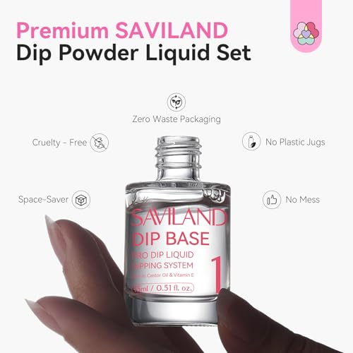 SAVILAND Dip Powder Liquid Set for Nail Art - 0.5oz, HEMA-Free, Beginner Friendly