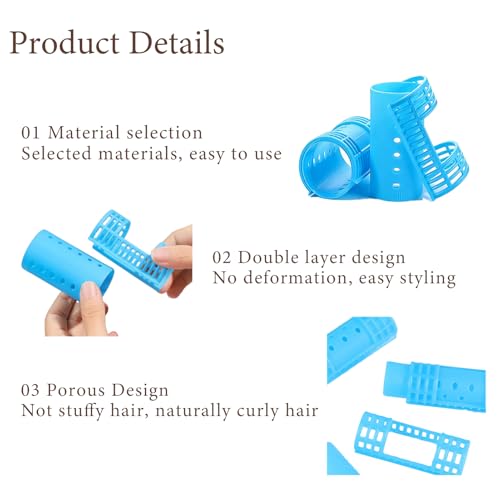 24pc Heatless Hair Rollers with Self-Grip - No Heat Damage Curling