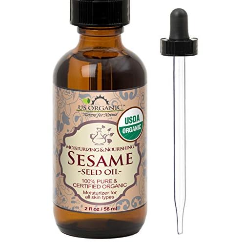 US Organic Sesame Seed Oil, Certified Organic, Untoasted, Unrefined Virgin, Pure & Natural, Cold Pressed, in Amber Glass Bottle w/Glass Eyedropper, Sourced from Mexico (2 oz (Small))