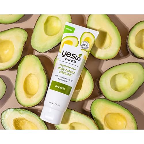 Yes To Avocado Fragrance Free Daily Cream Cleanser Bundle, Hydrating Face Wash, With Hyaluronic Acid & Glycerin, Natural Vegan & Cruelty Free, 1 Full 4 Fl Oz & 1 Travel 1 Fl Oz, 2 Piece Assortment