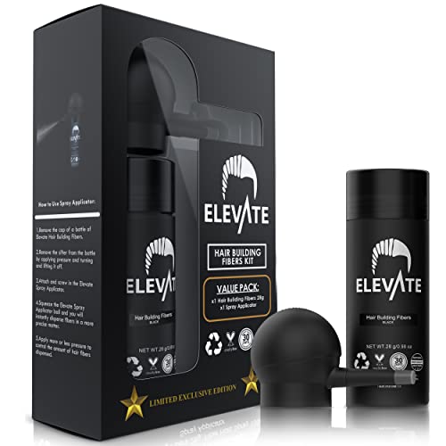 ELEVATE Hair Thickening Fibers & Spray Applicator Kit - Black