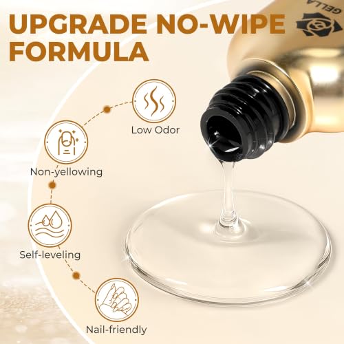 UNA GELLA No Wipe Gel Top Coat (2-Pack) - Ultra Shine UV Gel Polish, 10ml