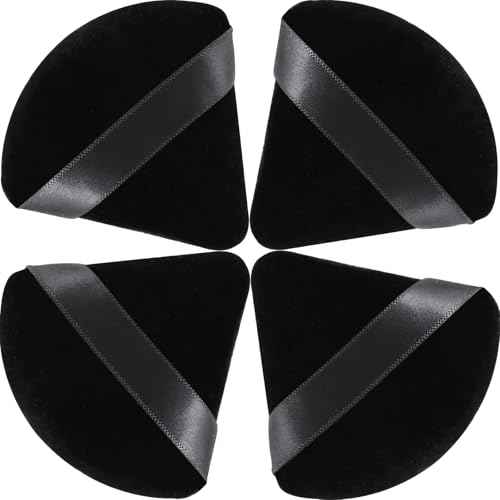 Triangle Powder Puff Face Makeup Sponge Beauty Blender Stocking Stuffers Puffs for Women apply Loose Powder and Foundation (4Pcs Black)