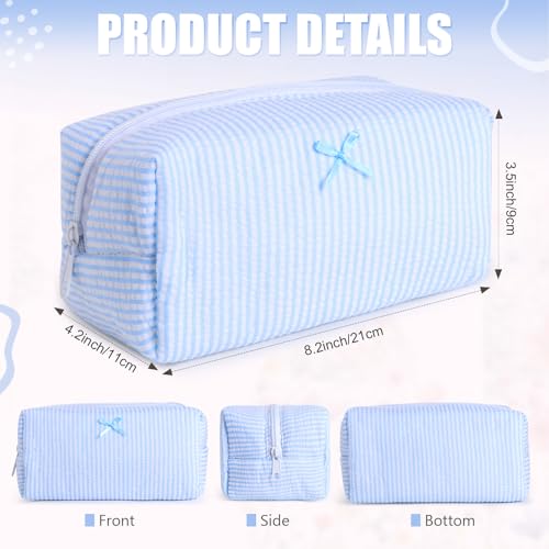 Giesiery 8 Pack Seersucker Makeup Bags - Cute Travel Cosmetic Pouches
