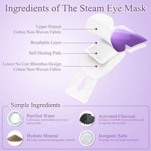 FRSHMORN Steam Eye Mask 16 Pack Self-Heating Lavender