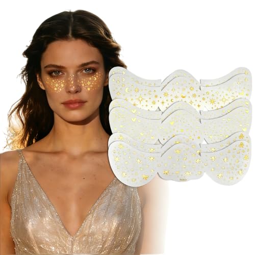 Glitter Face Freckle Stickers - 6PC Gold Star Heart Bow Patches
