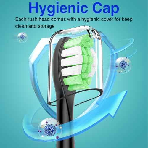 Fit for Sonicare Replacement Heads, Toothbrush Replacement Brush Heads Compatible with Philips Sonicare Click on Electric Toothbrush, 10 Pack, Black