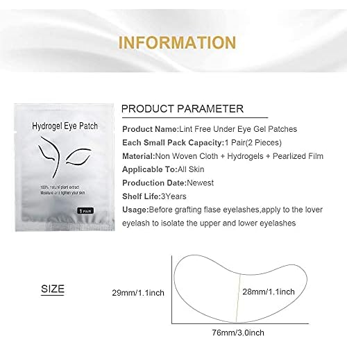 Eyelash Extension Gel Pads Kit - Lint Free False Eyelash Lash Extension Makeup Eye Gel Pads (200Pack)