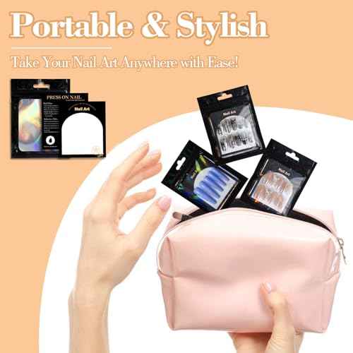202pcs Press on Nail Packaging Bag, 100pcs Empty Holographic Nail Storage Bag and 100pcs Instruction&Display Black Cardboard with 2 Roll Transparent Tape for Nail Display Profession Salon (Black, 100)
