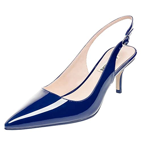 JOY IN LOVE Slingback Kitten Heels for Women Closed Pointed Toe Pumps Dress Shoes