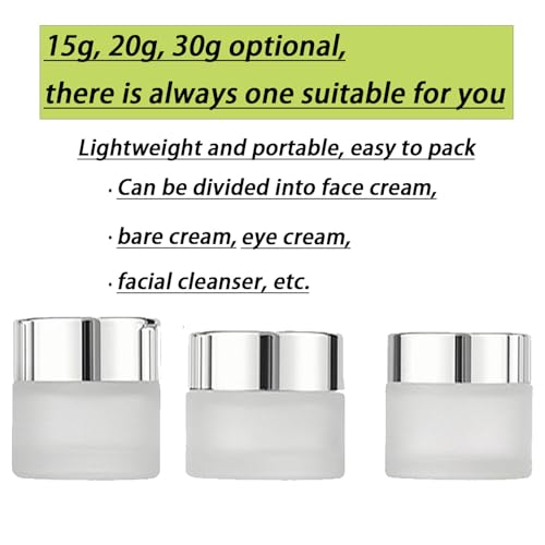 3-Pack Refillable Travel Bottles 15g 20g 30g - Glass Cosmetic Containers