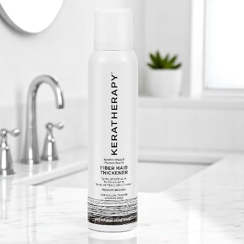 Keratherapy Keratin Infused Perfect Match Fiber Hair Thickener Spray, Medium Brown, 4 fl. oz., 140 ml - Volumizing, Thickening, & Concealing Hairspray for Scalp Coverage, Roots & Thinning Areas