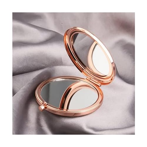 MYOSPARK Drama Theatre Compact Makeup Mirror - Rose Gold Electroplated, 2.6 x 2.8 inches - Foldable, 2-Sided for Drama Lovers - Theater Gifts