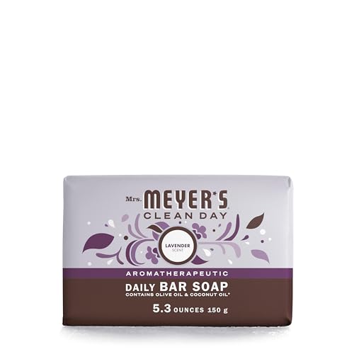 MRS. MEYER'S CLEAN DAY Bar Soap, Use as Body Wash or Hand Soap, Made with Essential Oils, Lavender, 5.3 oz, 1 Bar