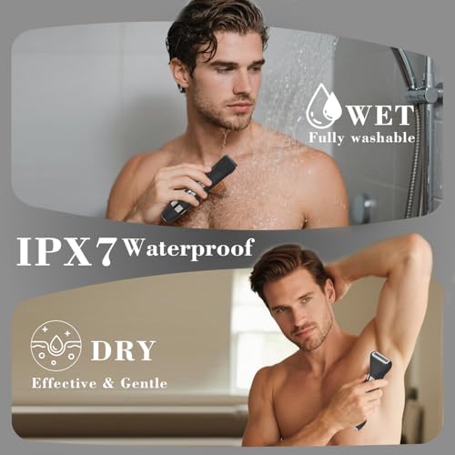 Hatteker 4 in 1 Multifunctional Dual - Head Body Hair Trimmer for Men, IPX7 Waterproof Groin & Body Hair Groomer, Rechargeable Body Electric Shaver Razor