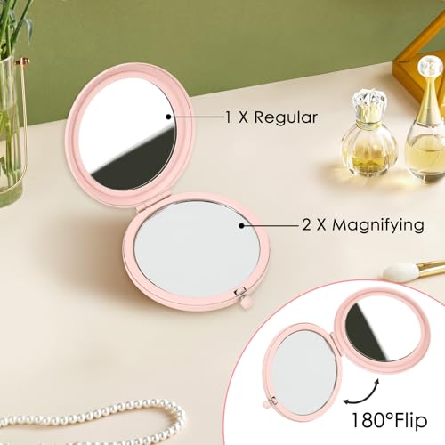 50th Birthday Pink Compact Mirror for Women - Unique Gift for Mom, Grandma, Wife, Sister, Aunt - Ratifyale