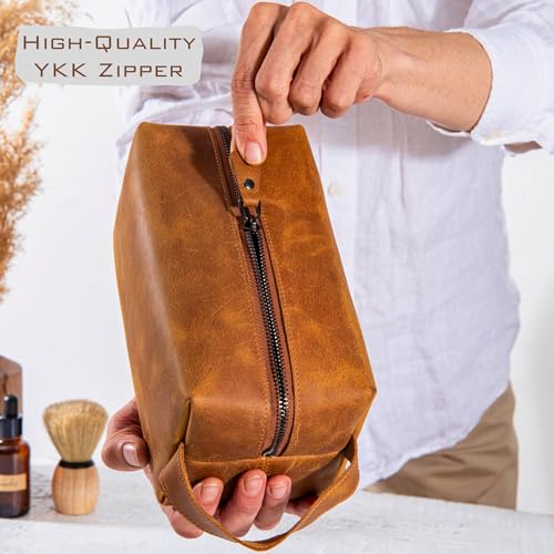 Personalized Leather Toiletry Bag for Men | Custom Engraved