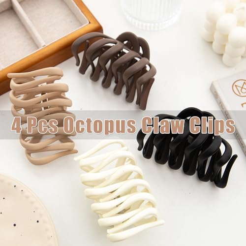 Octopus Claw Hair Clips 3.8" Large - 4 Pack