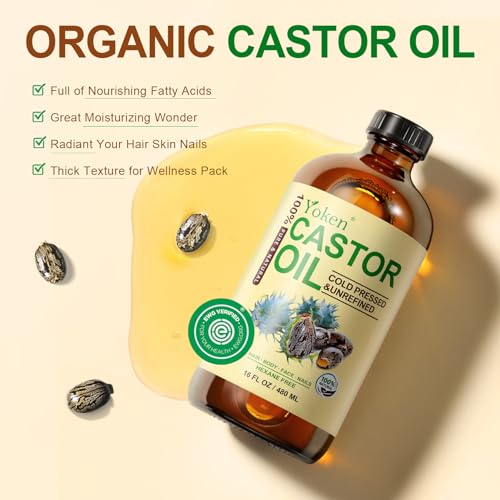 Jojoba Oil 4oz & Castor Oil 16oz Set: Both in Glass Bottle, 100% Pure & Natural, EWG Verified, Cold Pressed, Virgin, Hexane Free - Best Carrier Oils Hair Oils Facial Oils, Hydrating & Nourishing