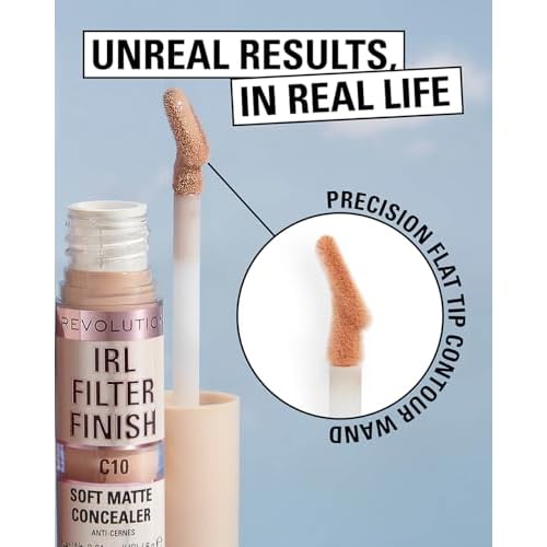 Revolution, IRL Filter Finish Concealer, Full Coverage, Oil-Free, Long-Lasting & Lightweight Formula, Infused with Hyaluronic Acid, Vegan & Cruelty-Free, C15, 0.21 oz (Pack of 2)