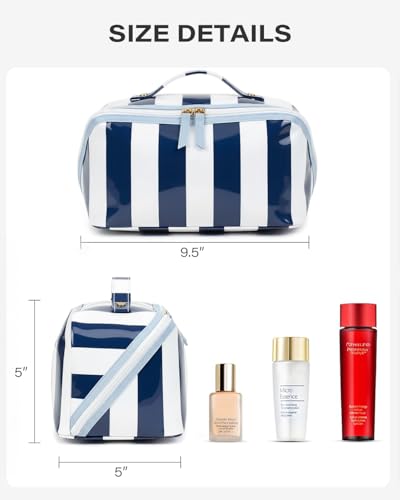 Preppy Stripe Clear Travel Makeup Bag with Handle | Waterproof