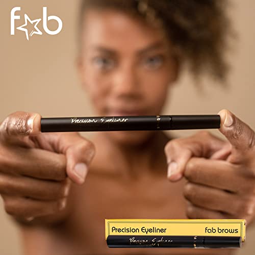 Fab Brows Precision Liquid Eyeliner - Felt-Tipped Liquid Eyeliner Pen - Richly Pigmented Waterproof Black Eyeliner - Achieves Thin or Thick Strokes - Easy-to-Apply, Flexible & Smudge Proof Eyeliner