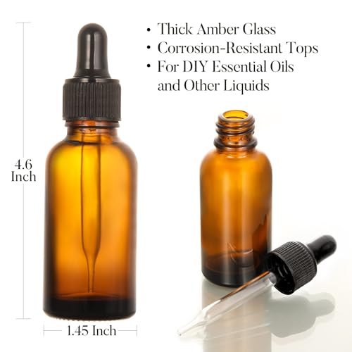 4 Pack 2oz Amber Glass Bottles with Dropper & Funnel