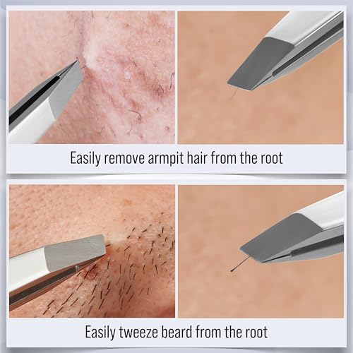DUROX Precision Tweezers for Eyebrows ? Slant Eyebrow Tweezers for Women and Men, Made of Stainless Steel with Fine Slant Tips for Eyebrow and Hair Removal