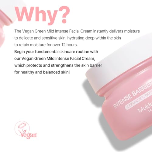 Muldream Vegan Green Mild Intense Facial Cream 2.02 Fl oz - SOS Repair Skin Barrier Solution