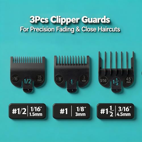 Clipper Guards Set for Wahl Clippers - 3-Piece Guide Combs (1/16" to 3/16")